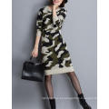 Coreano O-Pescoço Camouflage Sweater Hoodies Knitting Dress